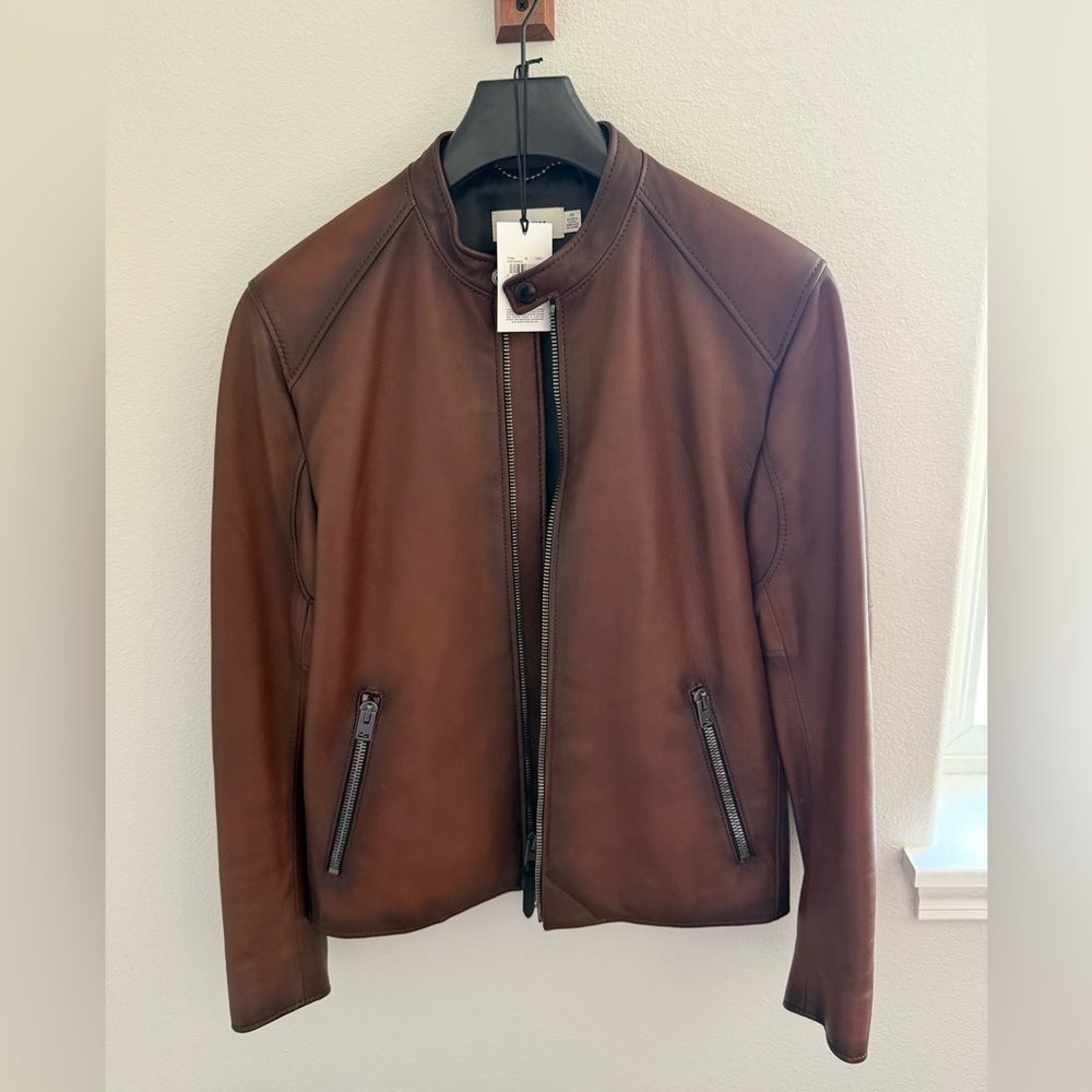 COACH New Icon Racer Brown Leather Jacket BRAND NEW WITH TAGS